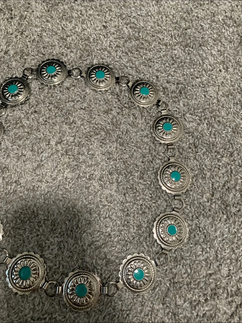 Boho Festival Turquoise Stone Silver Concho Belt